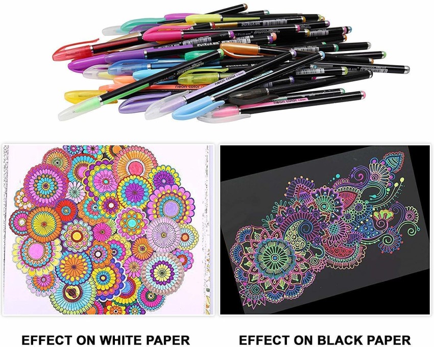 Doodle Pens 48 Color Gel Pens Set & Refills Neon Glitter Sketch