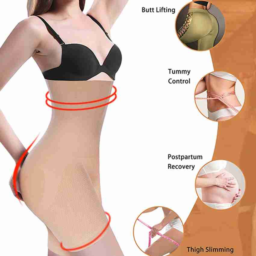 Buy PLUMBURY® Women's High Waist Thigh Slimmer Butt Lifter Tummy Control  Shapewear with Belt for Postpartum Recovery,Beige at