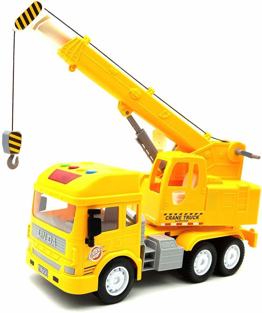 TRISHA MART Pull Back Crane Toys for Kids Vehicle Truck Friction Crane Trucks Toy for 3 Years Old Boys and Girls Light Sound Toy for Kids Pull Back Crane Toys