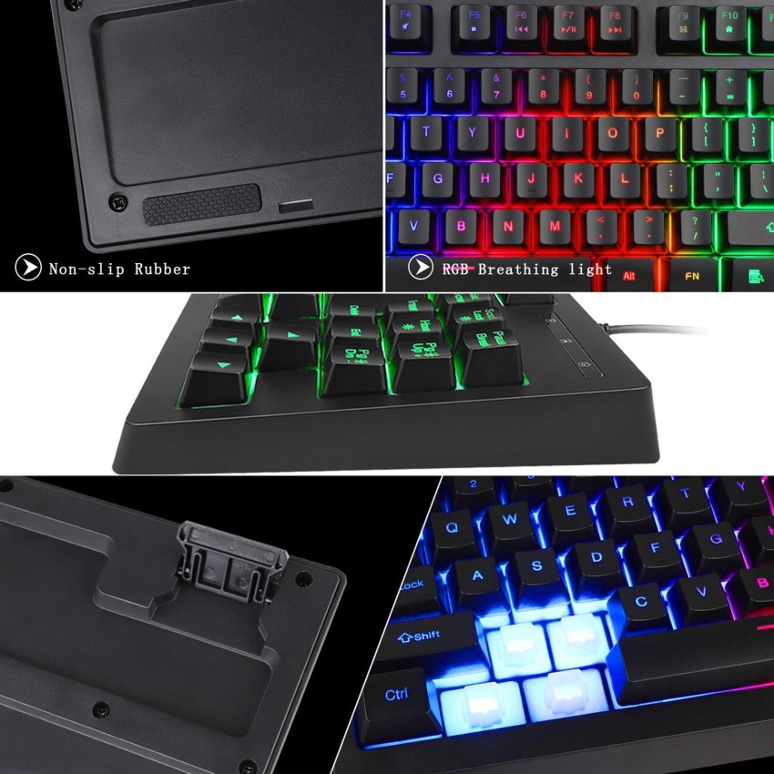 Rii Gaming Keyboard and Mouse Set, 3-LED Backlit Mechanical Feel Business  Office Keyboard Colorful Breathing Backlit Gaming Mouse for Working or