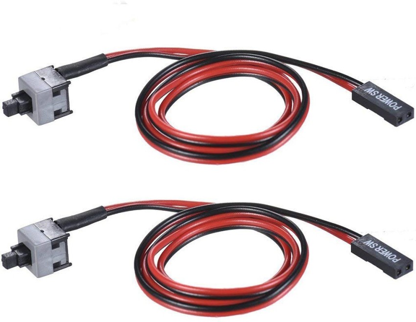 2-Pin PC Power on/off or Restart Switch Cable 45cm (2 Pack)
