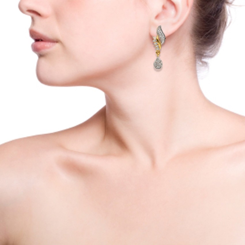 Cubic Zirconia Pearl 18K Gold Stud Earring for Women  ZIVOM