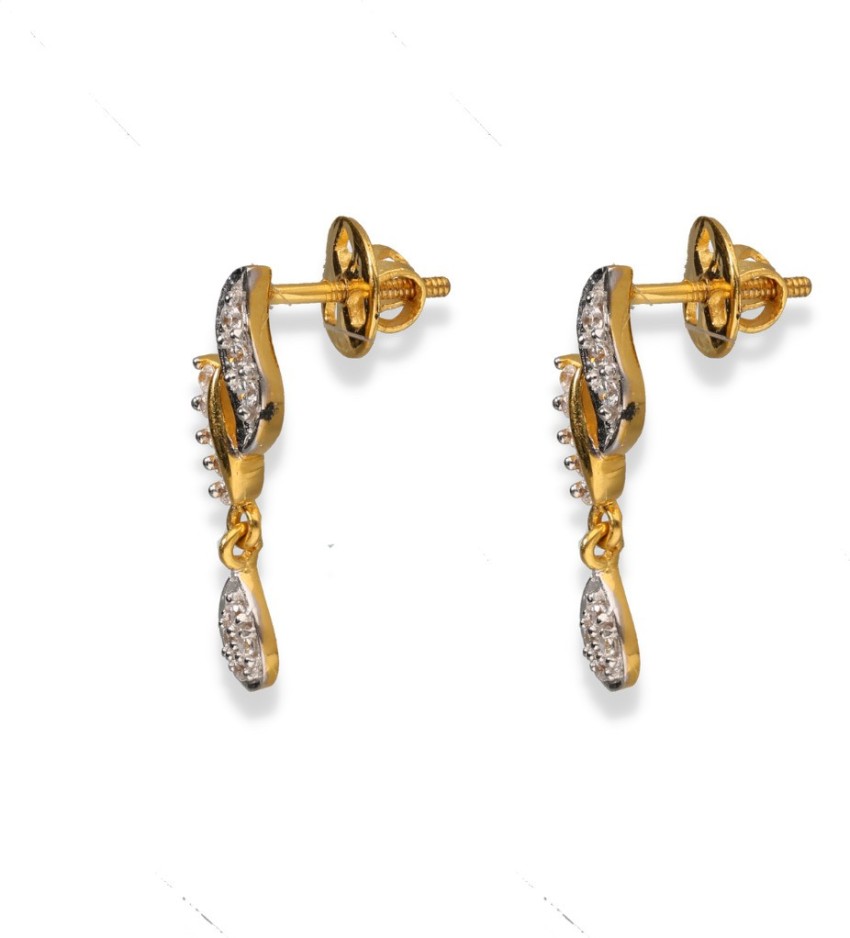 Peora 18K Gold Plated Alloy Cubic Zirconia Earrings For Women White   Amazonin Fashion