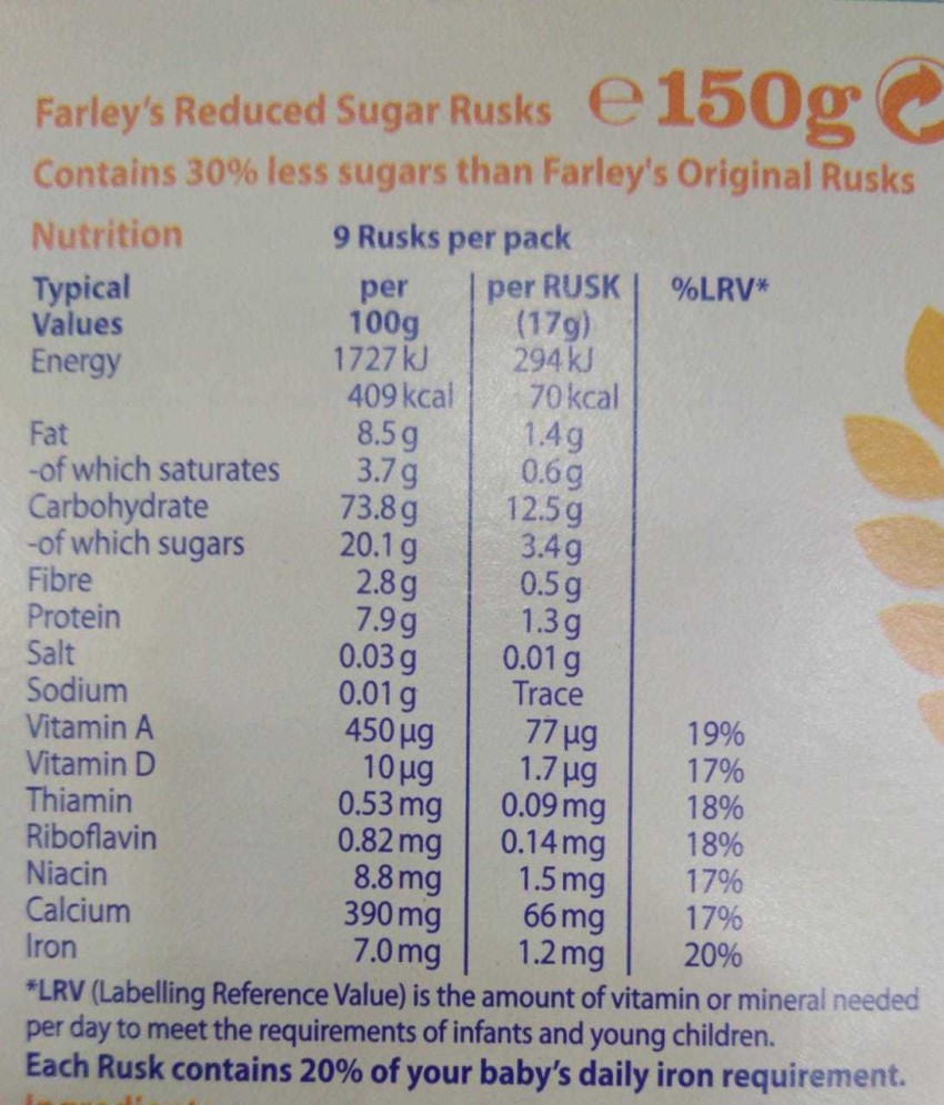 Farley's reduced clearance sugar rusks