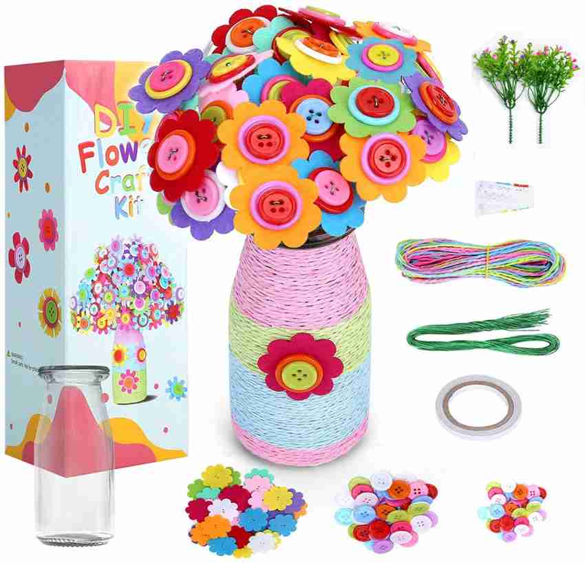 Yileqi Flower Kit for Kids Crafts and Arts Set, Vase and Button