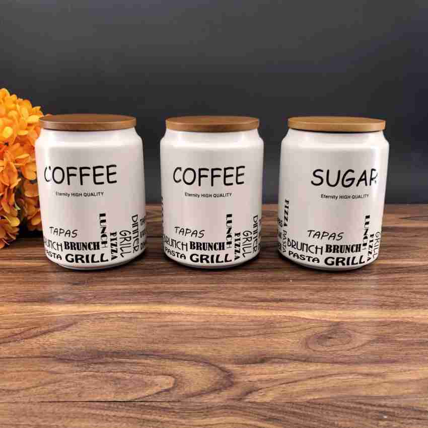 Store your tea, coffee and sugar in these attractive containers & canisters