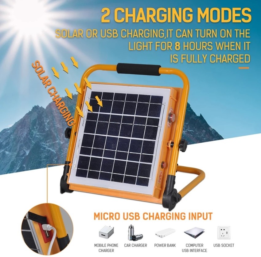 Rechargeable LED Solar Floodlights with 4 LED Bulbs for Outdoor Camping,  Portable Lamp, Emergency Lighting and Waterproof Searchlight - ITCARE