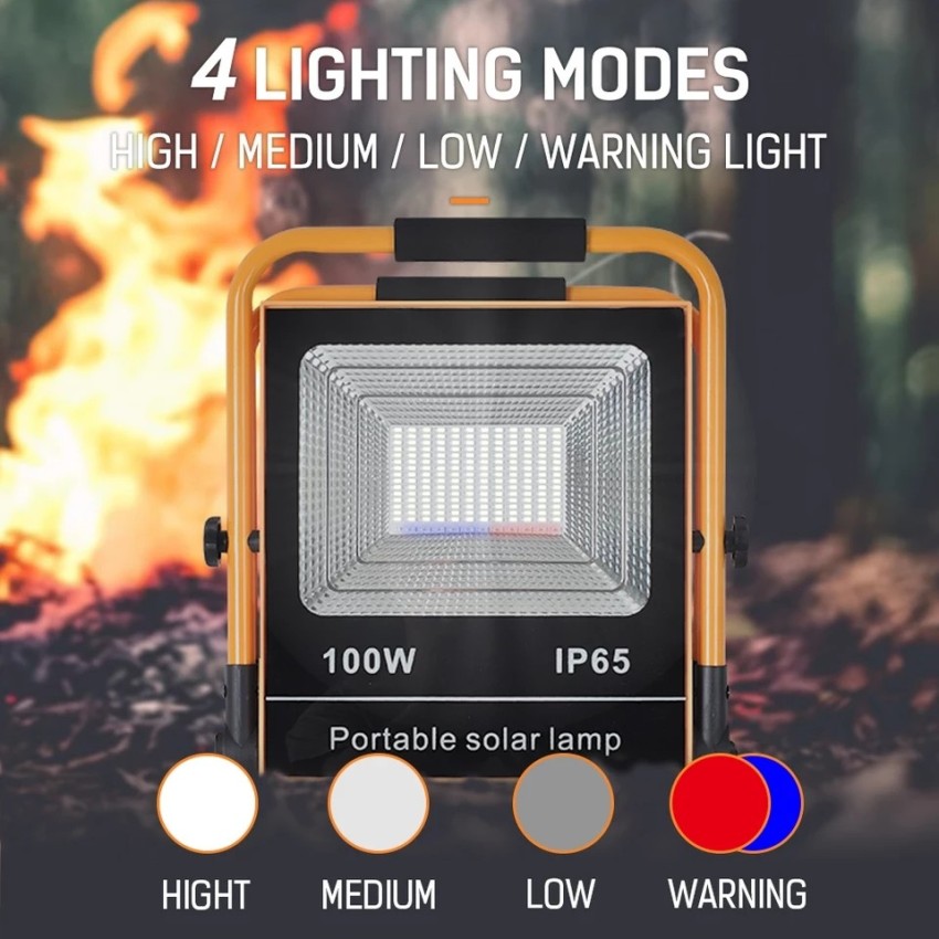 Rechargeable LED Solar Floodlights with 4 LED Bulbs for Outdoor Camping,  Portable Lamp, Emergency Lighting and Waterproof Searchlight - ITCARE