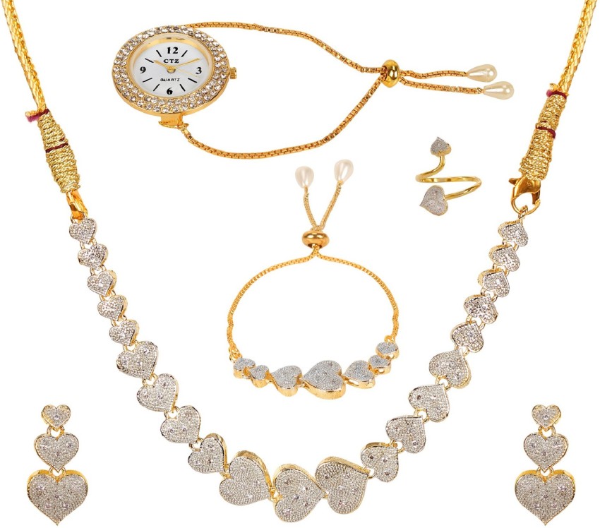 Navya collection alloy golden outlet choker