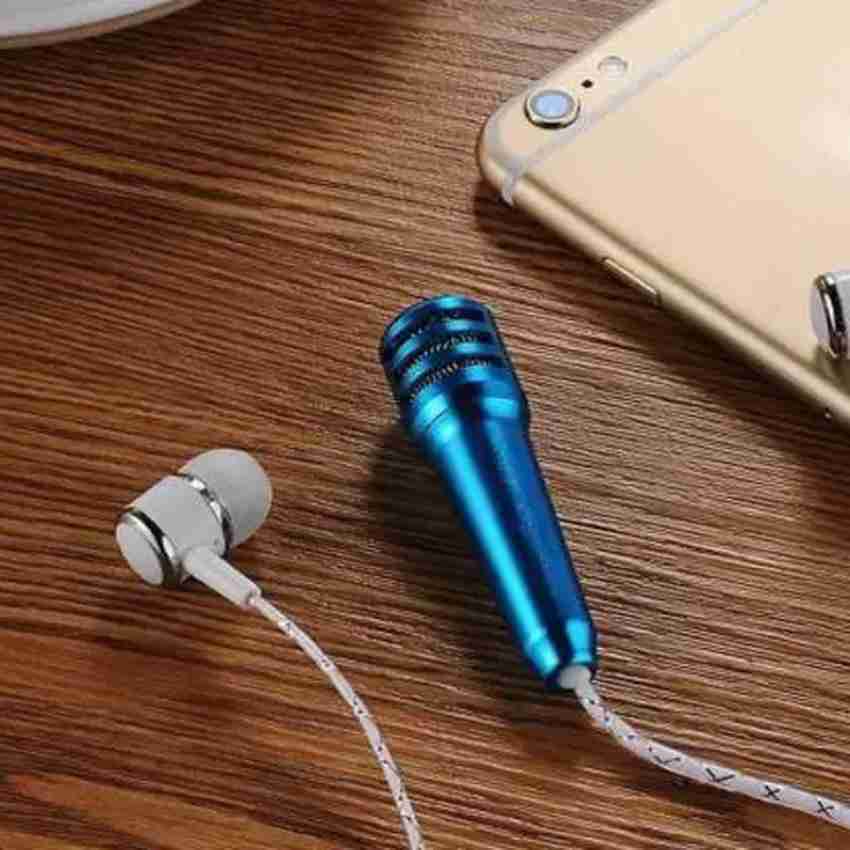Portable 3.5mm Wired Mini Karaoke Microphone Stereo KTV Condenser MIC with  Earphones for Mobile Phone Laptop PC Desktop Computer