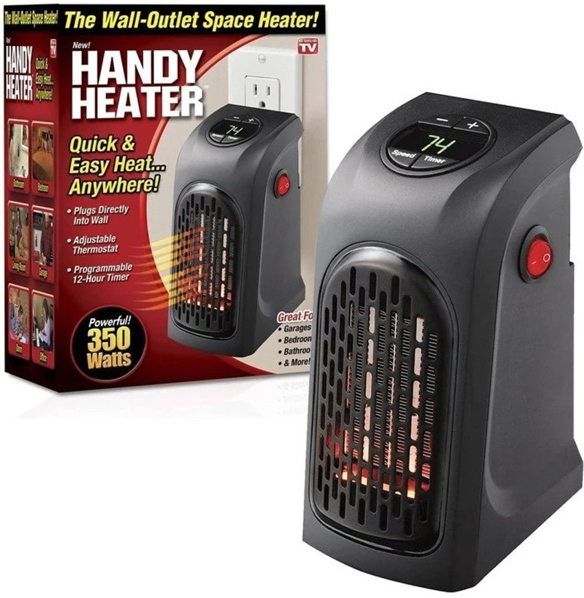 GAZE HH 053 Small Electric Handy Heater Compact Plug-In||The Wall Outlet Space  Heater 400Watts Garage Bathroom Home||Handy Air Warmer Blower Adjustable  Timer Digital Display for Office/Camper Portable Small Handy 400 Watts Room