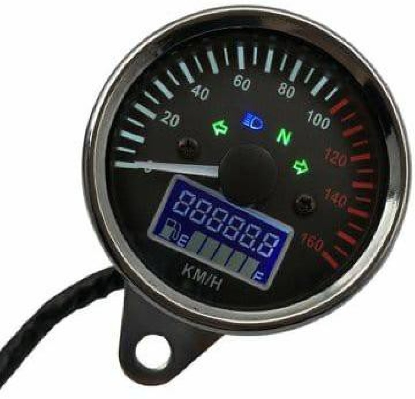 KIMISS Universal 0~160 km/h Motorcycle Speedometer, Digital LED LCD  Tachometer, Retro Chrome