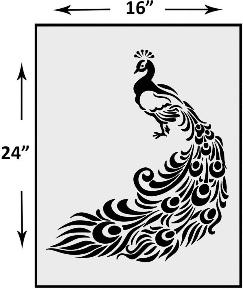 MMD DECORATION Classy Peacock Plastic Reusable Wall Painting ...