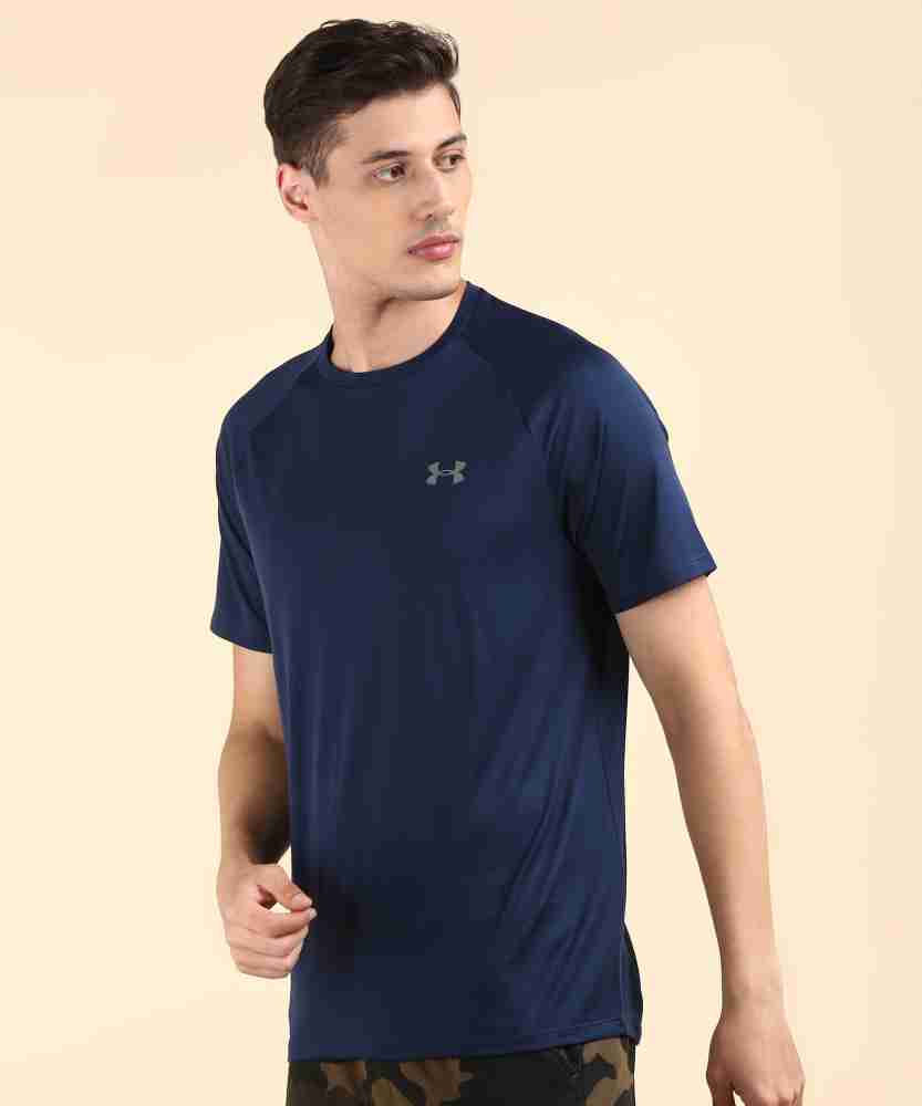 UNDER ARMOUR Solid Men Round Neck Dark Blue T-Shirt - Buy UNDER ARMOUR  Solid Men Round Neck Dark Blue T-Shirt Online at Best Prices in India