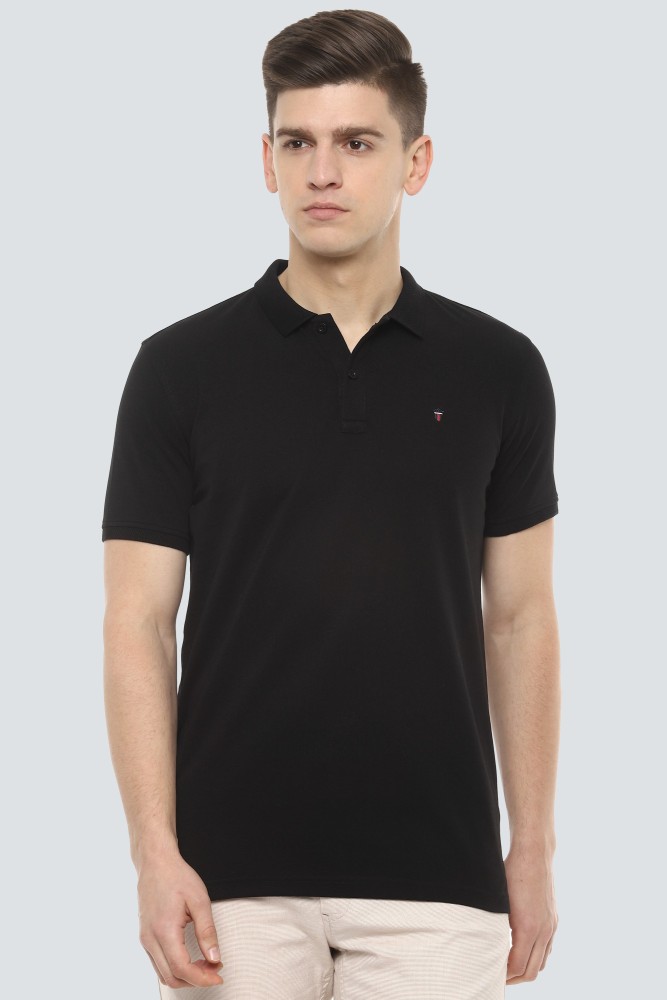 Louis Philippe Men Black Solid Polo Neck Polo T-shirt: Buy Louis Philippe  Men Black Solid Polo Neck Polo T-shirt Online at Best Price in India
