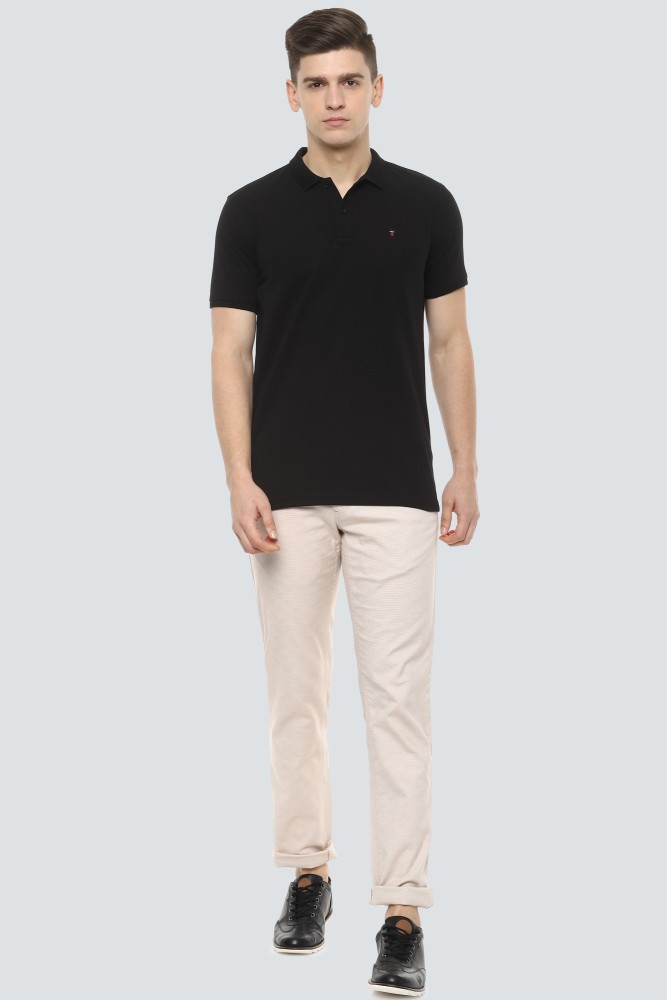 Louis Philippe Men Black Solid Polo Neck Polo T-shirt: Buy Louis Philippe  Men Black Solid Polo Neck Polo T-shirt Online at Best Price in India