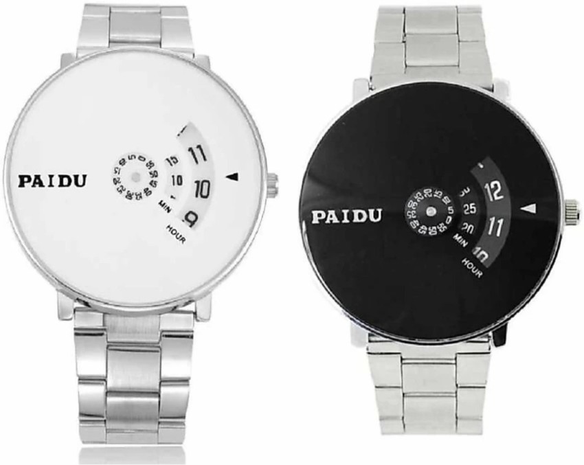 Buy Selloria Analog Dial White Band Silver Look Paidu Watch With Pink Cap  With King Bracelet For Men And Boys (Set Of 3) Online at Best Prices in  India - JioMart.