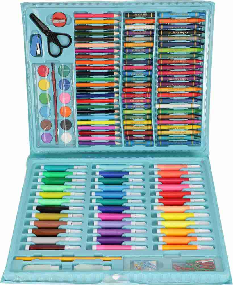 168pcs Drawing Pen Art Set Kit Painting Sketching Color Pencils Crayon Oil  Pastel Water Color Glue with Case for Children Kids