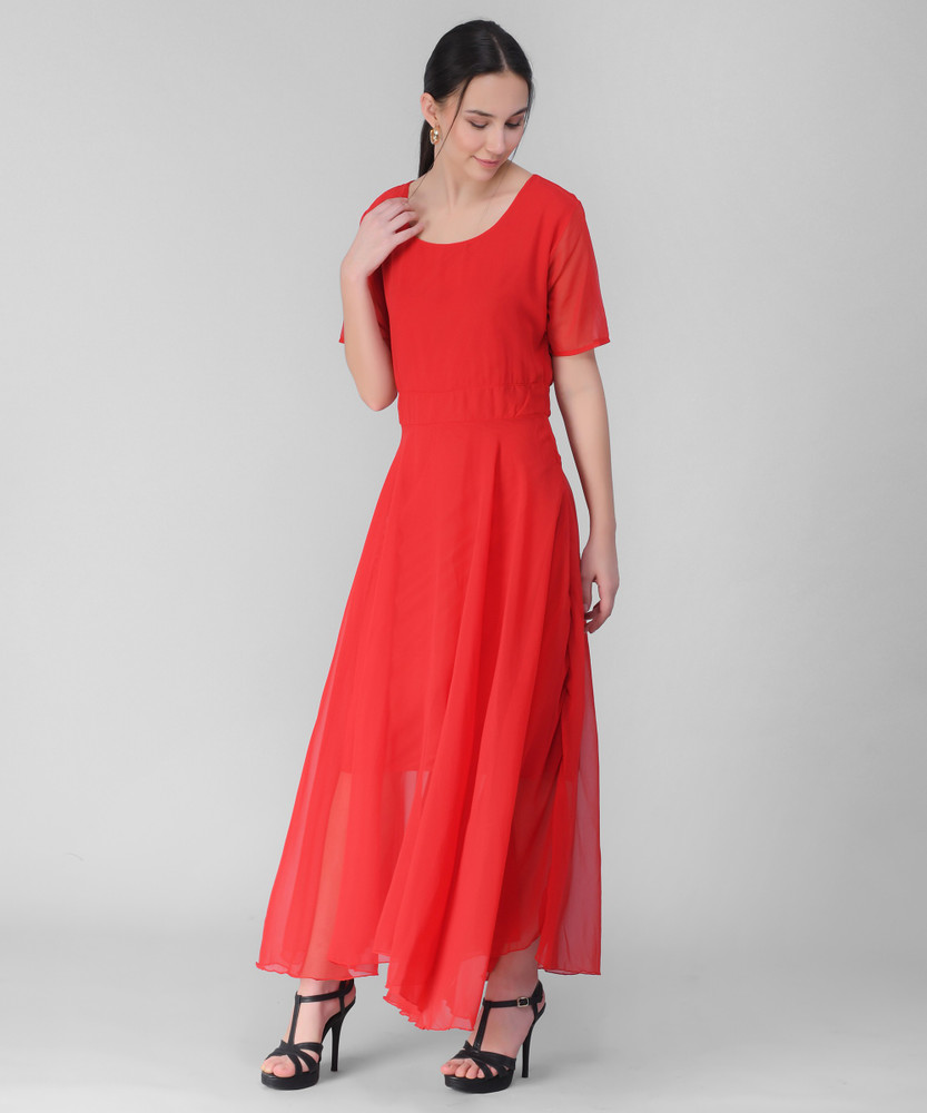 Red maxi dress hotsell flipkart