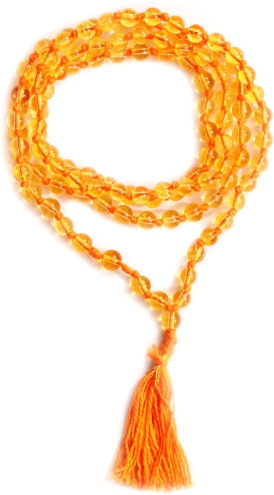 Takshila Gems Natural Citrine Mala (108+1) 6 mm Knotted Beads Lab