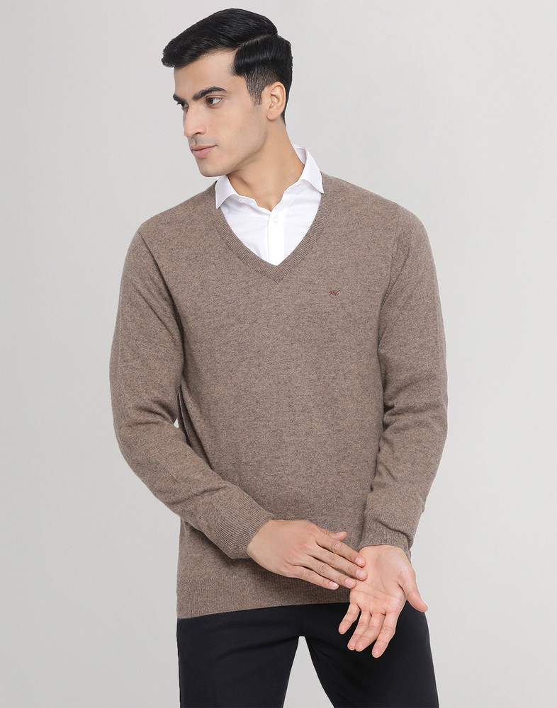 MONTE CARLO Solid V Neck Formal Men Brown Sweater - Buy MONTE CARLO Solid V  Neck Formal Men Brown Sweater Online at Best Prices in India | Flipkart.com