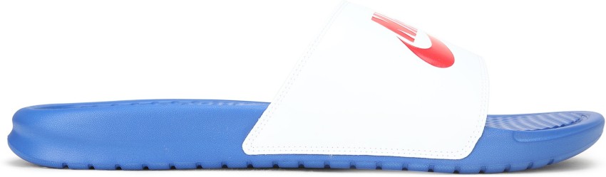 Nike benassi slides best sale red white and blue