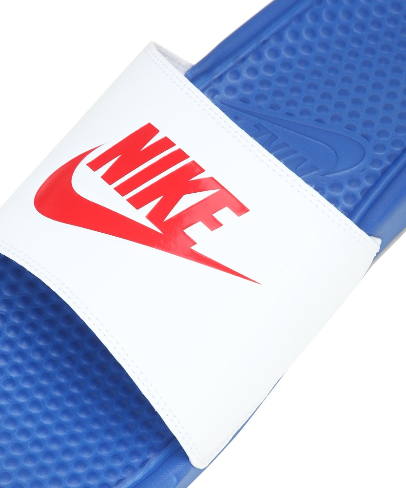 Nike benassi slides discount red white and blue