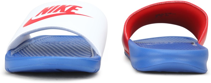 Nike benassi white on sale blue