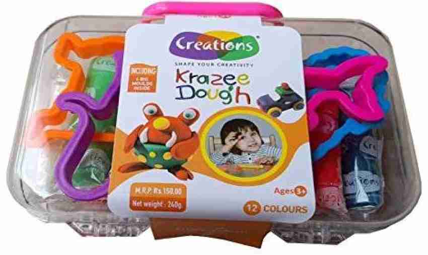 Creations Krazee Dough ArtClay Modeling Set 12 Pcs of Colorful Non-Hardening  Clay Dough with 3 Molds Art Clay Price in India - Buy Creations Krazee Dough  ArtClay Modeling Set 12 Pcs of