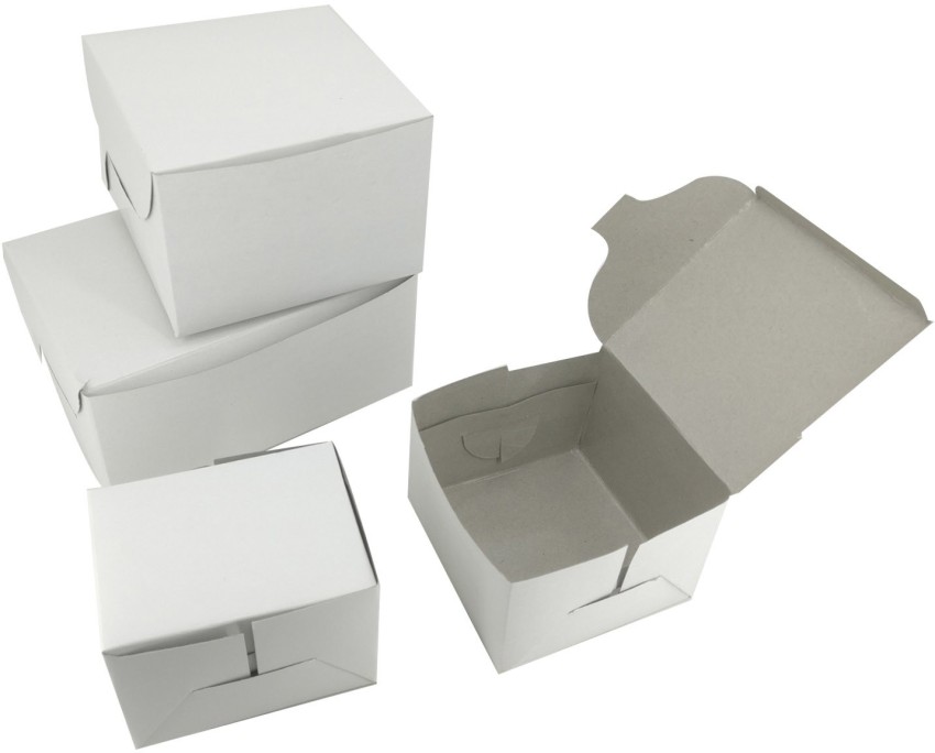 Cake Boxes- Square White Milk Cardboard With Separate Lid - The Cake Pod
