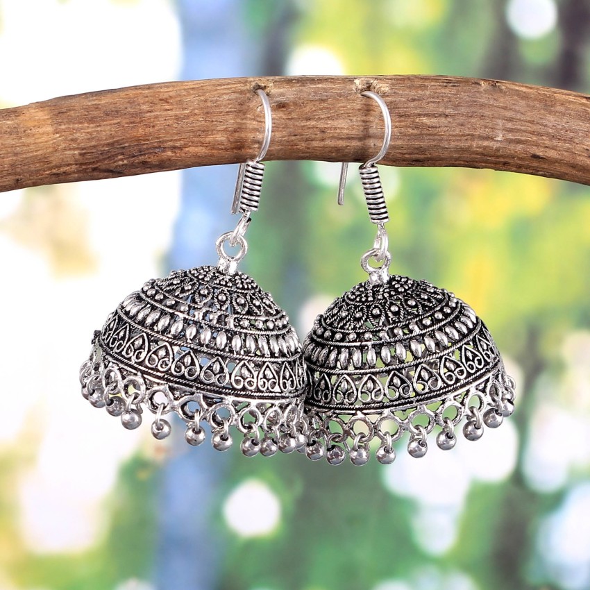 Shining Jewel  By Shivansh Womens Gold Plated Medium Traditional Hook  Jhumki Earrings with Hangings SJ442  Amazonin Fashion