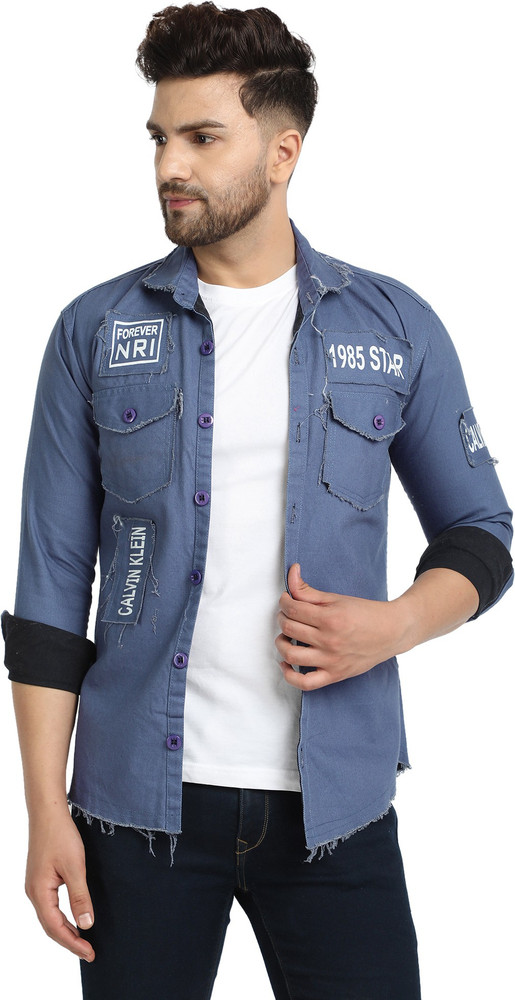 white luxury Full Sleeve Embroidered Men Denim Jacket Buy white