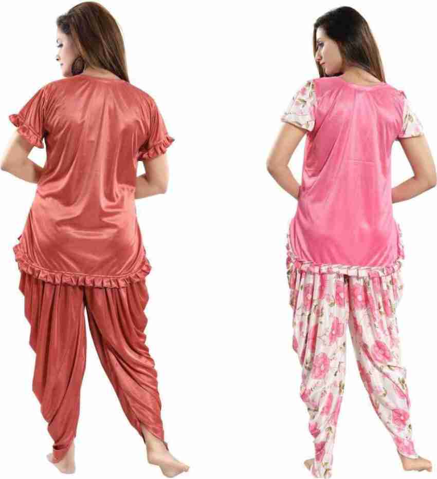 Deevisha Women Printed Pink Night Suit Set Price in India - Buy