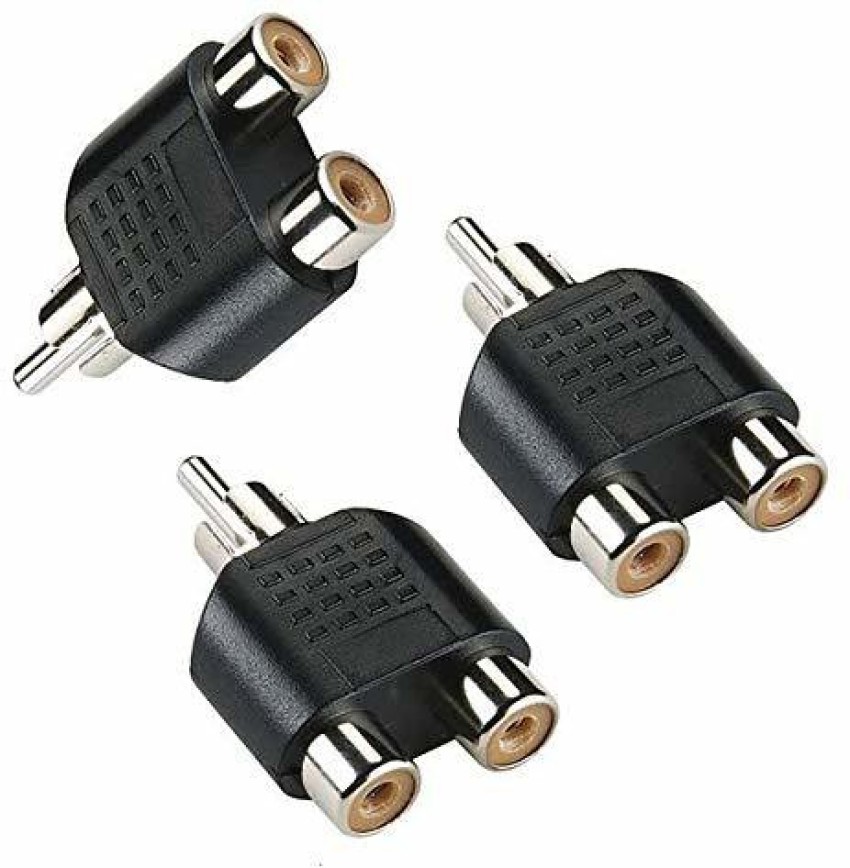LipiWorld TV-out Cable RCA Male to 2 RCA Female Plug Av Audio Video Cable  Converter RCA M One-Two RCA F Stereo Interconnect Audio Adapter (Pack-3  1RCA