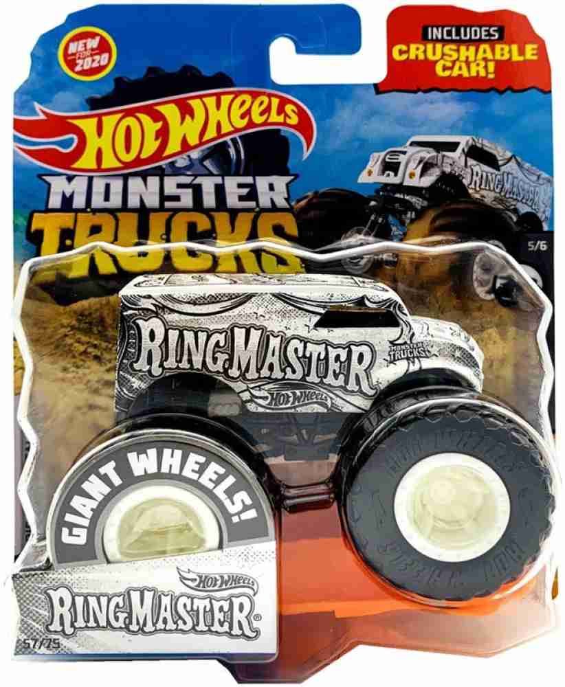 Hot Wheels Monster Truck With Giant Wheels And Die-Cast Car 1:64