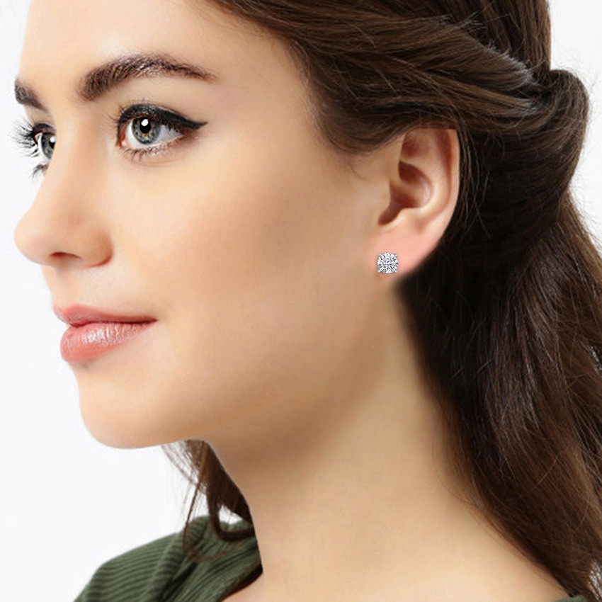 Flipkart Buy PEORA Peora Silver Plated Diamond Cut Cubic Zirconia Solitaire Stud Earrings for Women Girls Stylish Party Wear Gift Jewellery Alloy Stud Earring Online at Best Prices in India