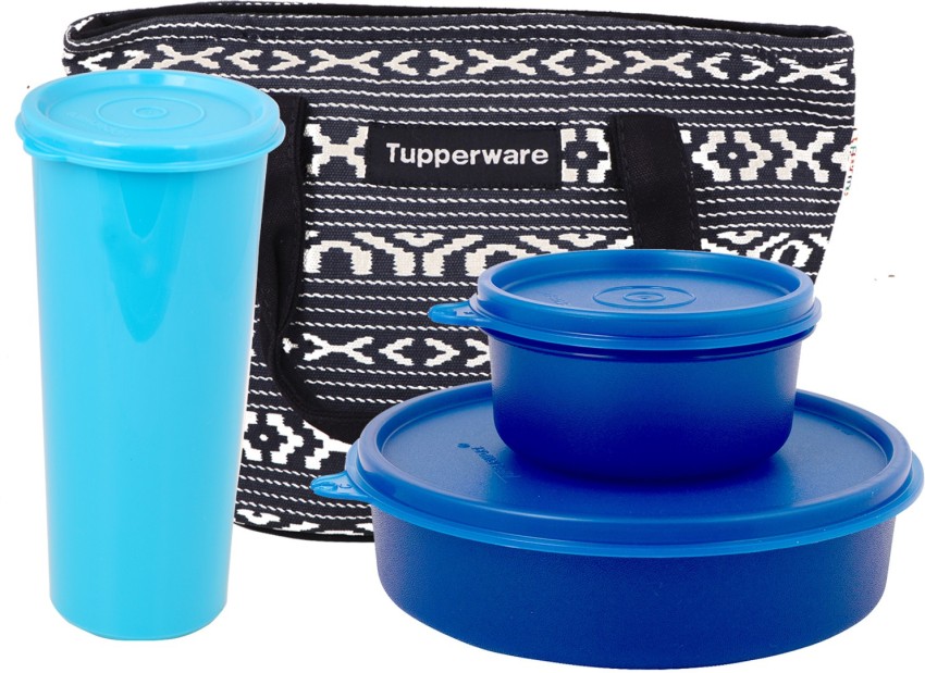  Tupperware Men's Plastic Cosmo Lunch Set (Black, Blue