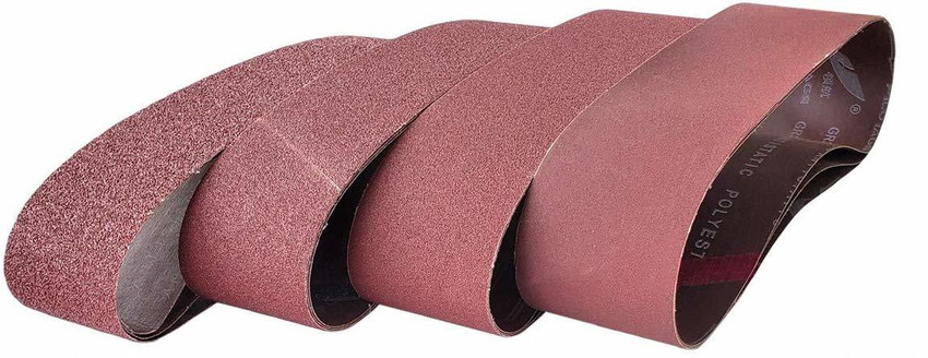 woodcraft Abrasive Sanding Belt for Belt Sander made of Aluminium Oxide 1pc each of 80 100 120 150 Grit 4 inch x 24 inch sanding Belt For Grinding