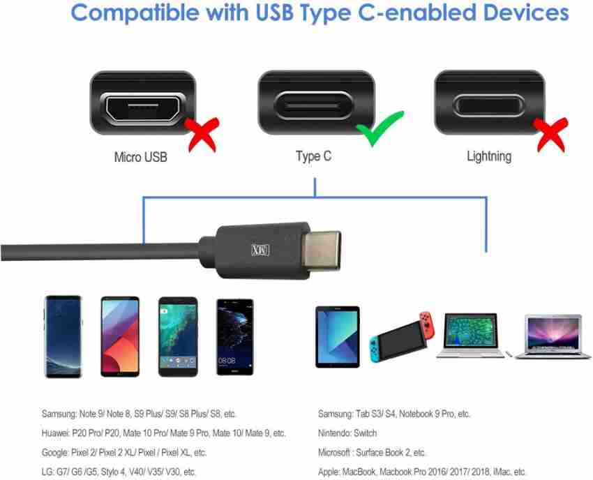 MX TV-out Cable Premium USB Type C to USB A 3.0 Male Ultra High Speed 3.1  Ampere Data Charging Premium Cable - 1.5 Meters 4074 - MX 