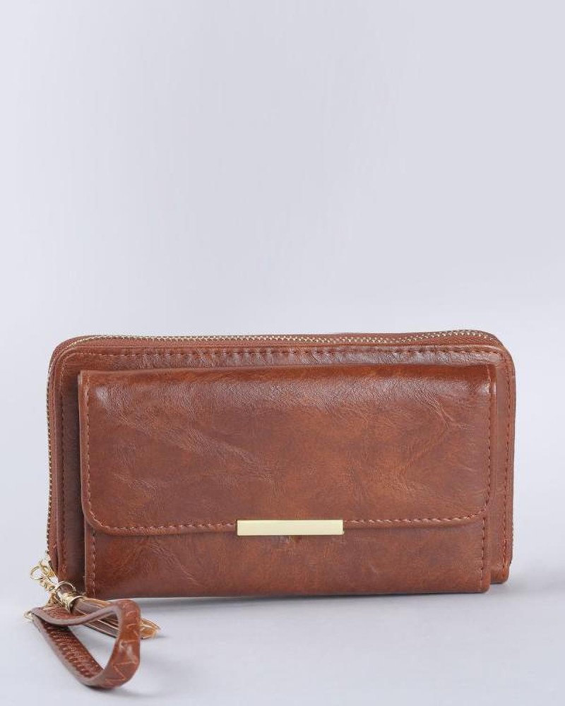 FIG Girls Brown Genuine Leather Wrist Wallet BROWN Price in