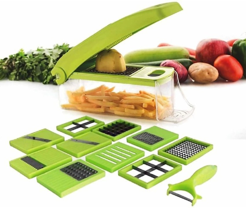 Vegetable Chopper - Multi functional 12-in-1 Food Choppers Onion Chopper  Vegetable Slicer Cutter with Multi-Blades,Colander Basket,Container for