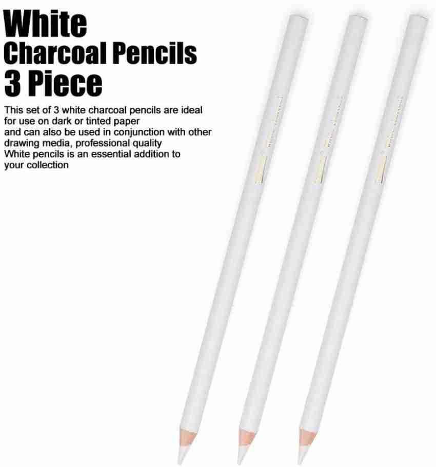 ChiggiWiggi 3 White Charcoal Pencil,6 Compressed