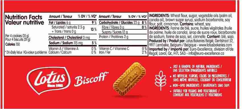 Lotus biscoff ingredients sale