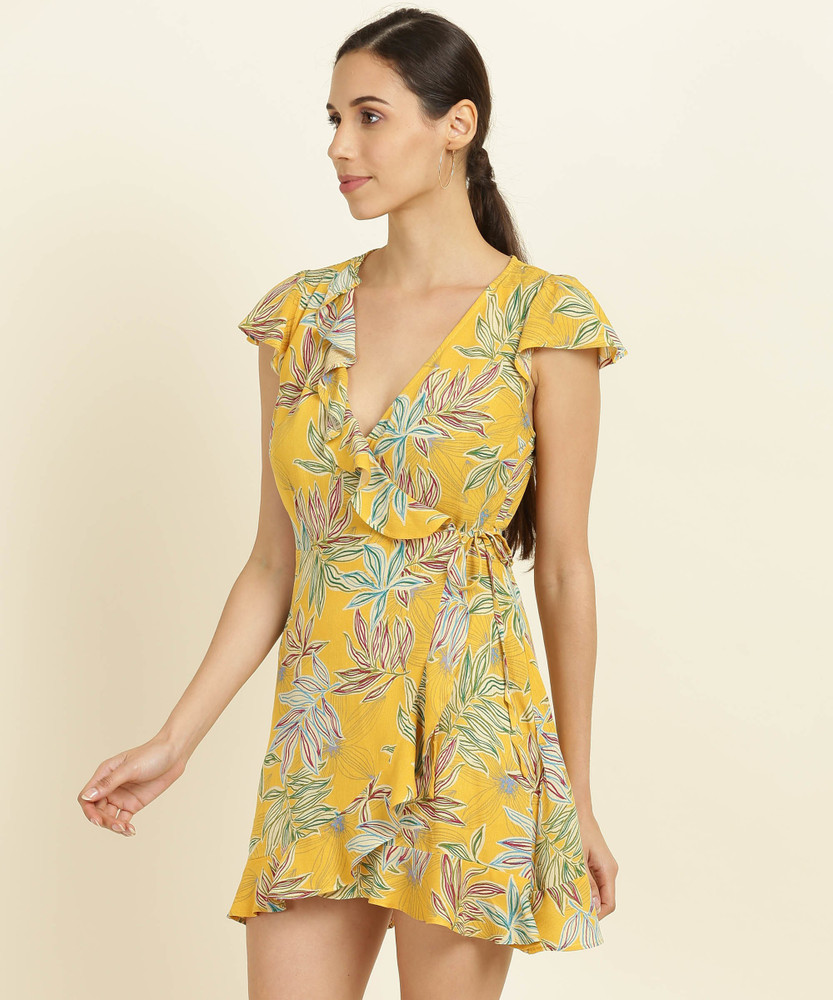Forever 21 yellow wrap dress 2025