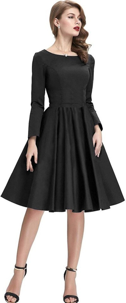 Black one piece online dress knee length