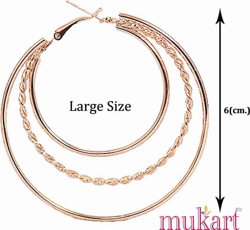 Mukart Big Hoop Large Size Circle Silver Fancy Earrings for Women and Girls  Metal Hoop Earring