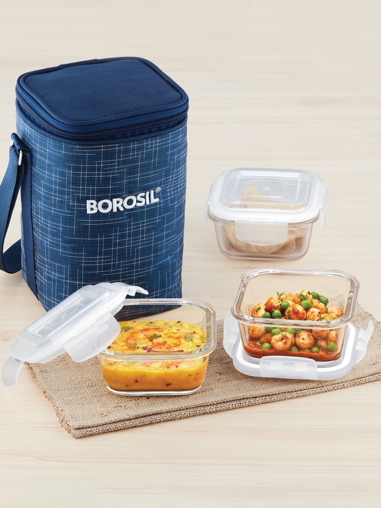 Buy Borosil Microwave Safe Lunch Box 3 Containers Online