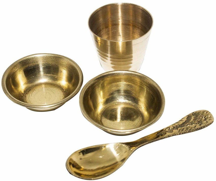 Divine Bazaar Brass Pooja Thali Set, Brass Puja Item Combo set