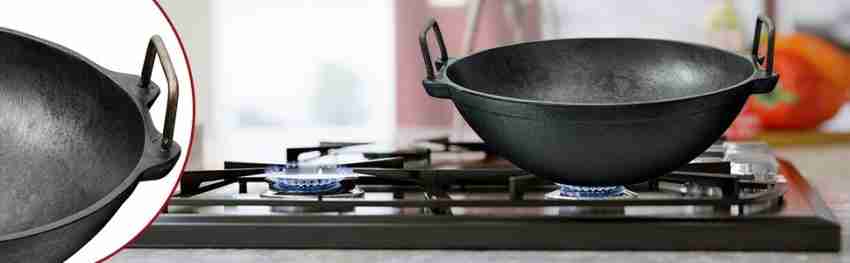 Pre-Seasoned Super Smooth Cast Iron Kadai/Kadhai for Cooking and deep  Frying, Loha Kadai, Gas Stove and Induction Friendly