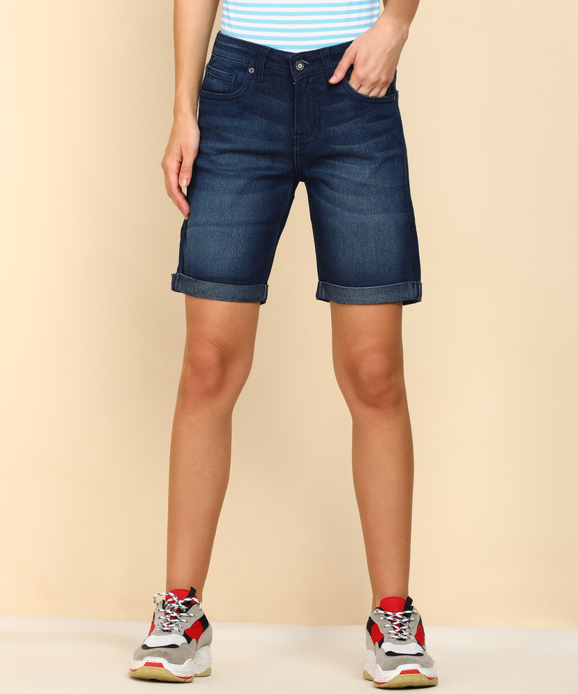 AEROPOSTALE Solid Women Dark Blue Denim Shorts Buy AEROPOSTALE